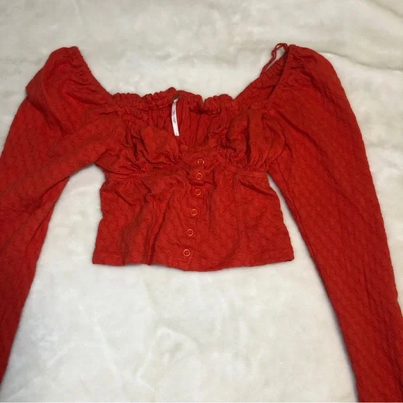 Free People Ladybug Red Long Sleeve Top Size Small - Picture 10 of 14